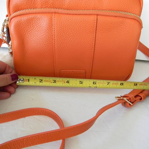 NEW Pom Pom London Original Plus Leather Crossbody Bag w/ Accessories ORANGE - Picture 4 of 8